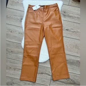 7 For All Mankind Camel Faux Leather Trousers